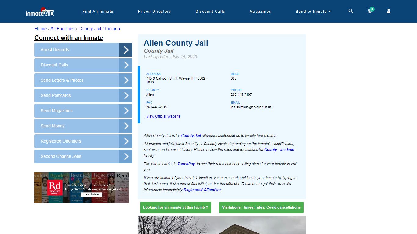 Allen County Jail - Inmate Locator - Ft. Wayne, IN